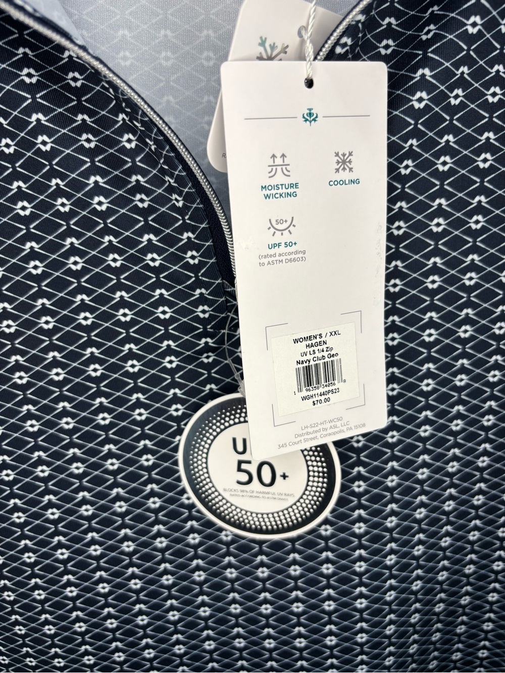 Lady Hagen Navy & White Geometric Quarter-Zip Pullover - Picture 4 of 4